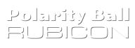 The logo for the game 'Polarity Ball Rubicon' displayed as white text on a transparent background.